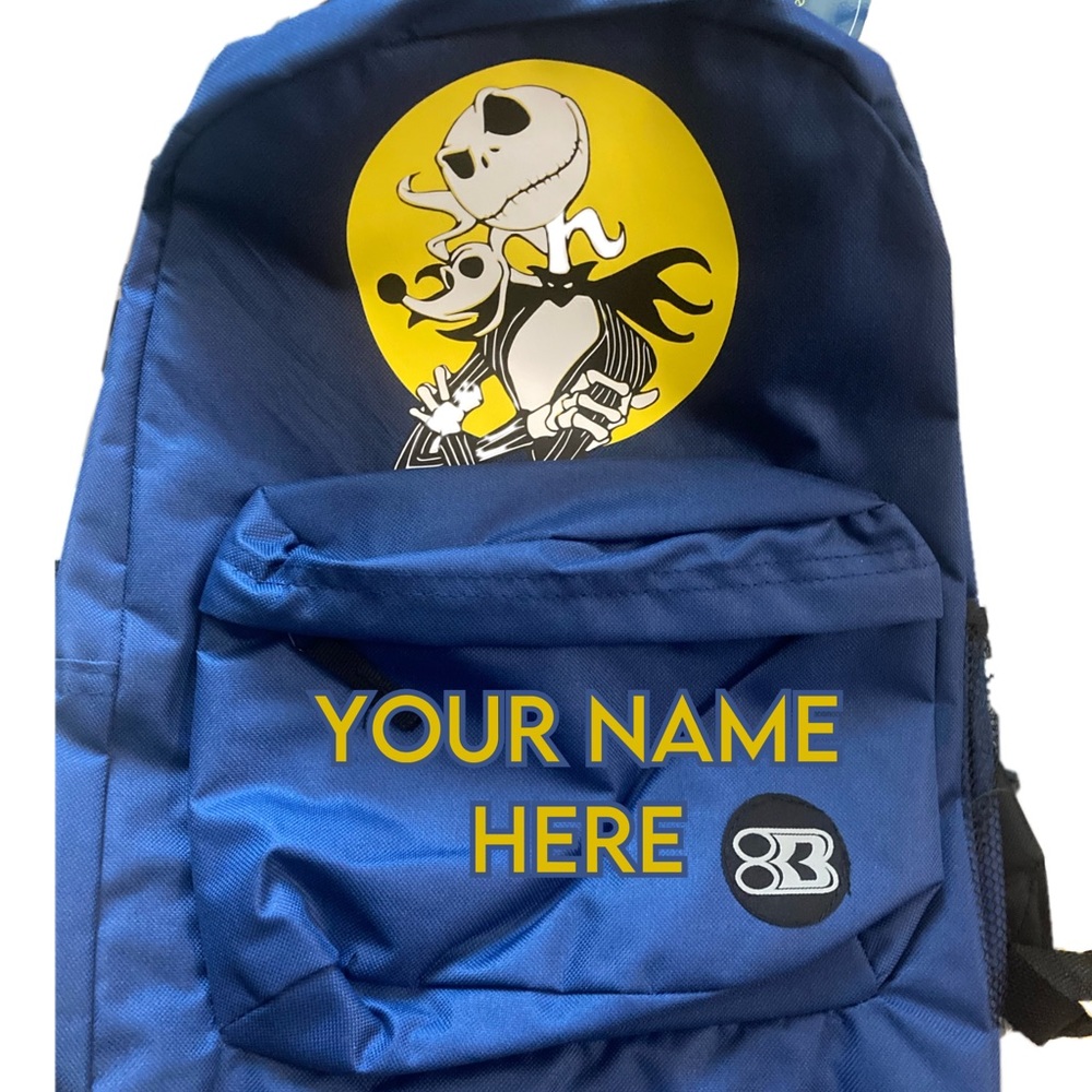 Personalized Nightmare Before Christmas Backpack Jack Skellington Zero Navy Blue